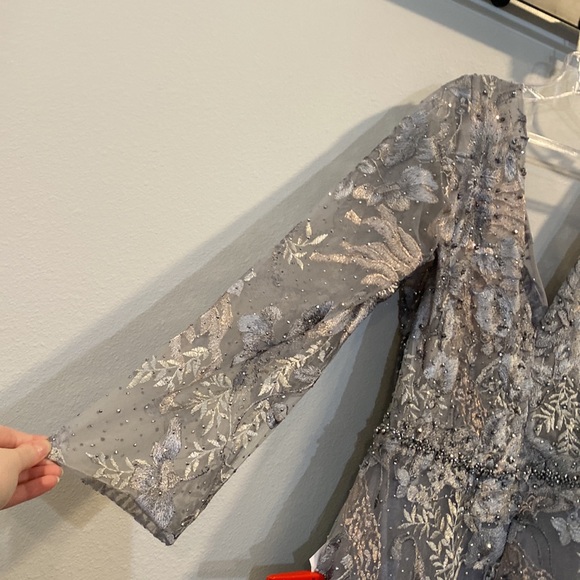 Mac Duggal Long Sleeve Beaded Appliqué Gown [Size: 16] Style #20214 - Picture 8 of 16